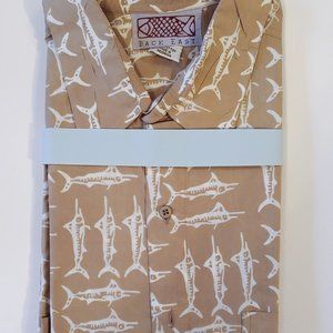 Back East  100% Cotton Short Sleeved  Button-up Casual Shirt Mens Size …